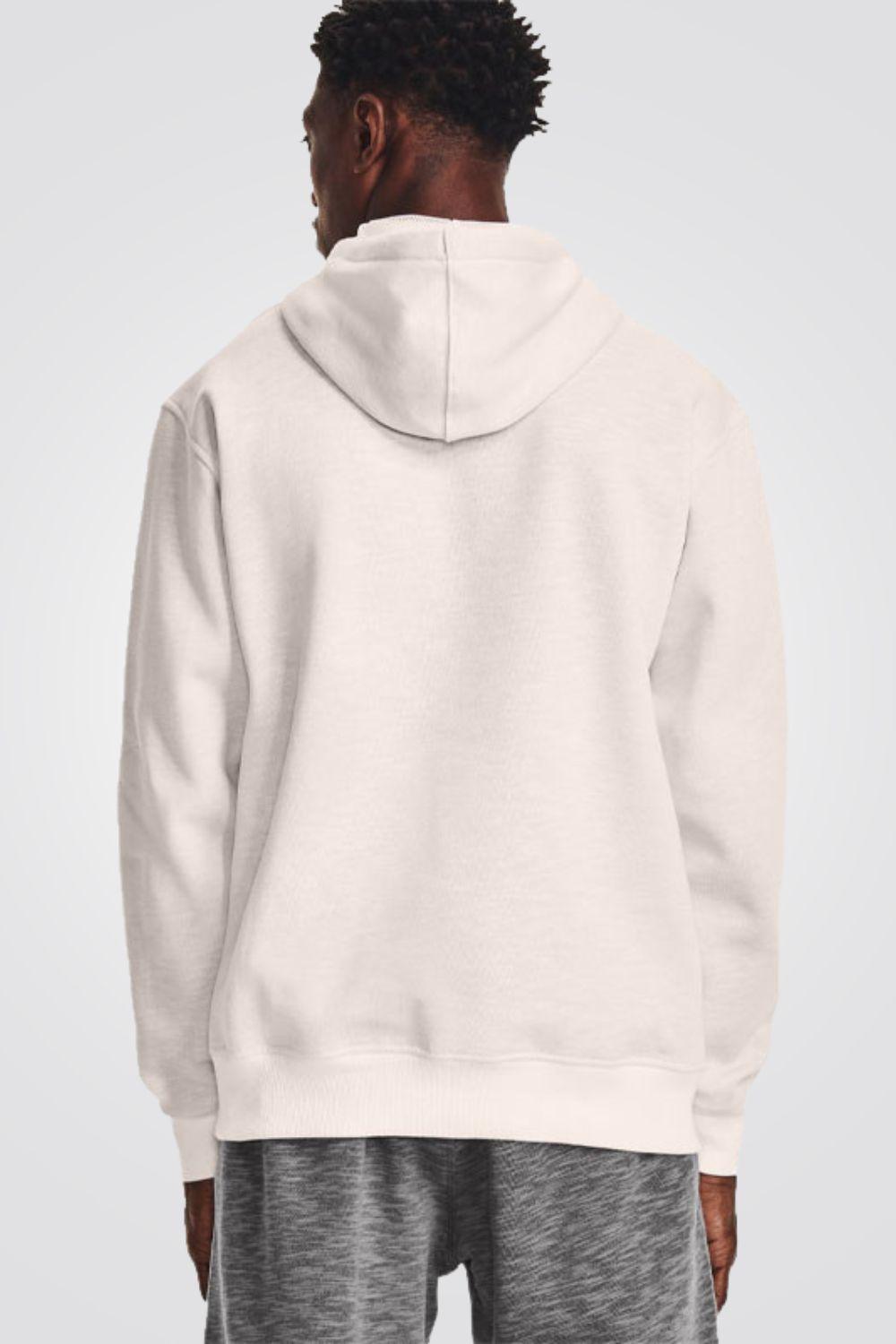 UNDER ARMOUR - קפוצ'ון לגבר Essential Heritage Flc בצבע לבן - MASHBIR//365