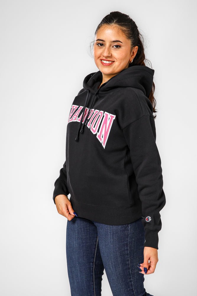 CHAMPION - קפוצ'ון לנשים שחור וורוד - MASHBIR//365