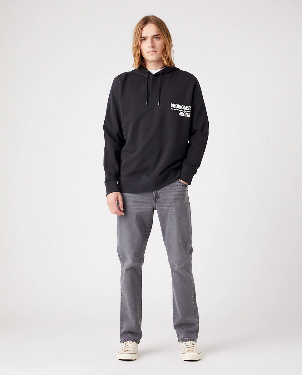 WRANGLER - קפוצ'ון עם הדפס לוגו בצבע שחור - MASHBIR//365