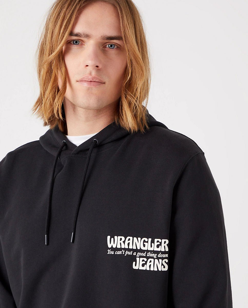 WRANGLER - קפוצ'ון עם הדפס לוגו בצבע שחור - MASHBIR//365