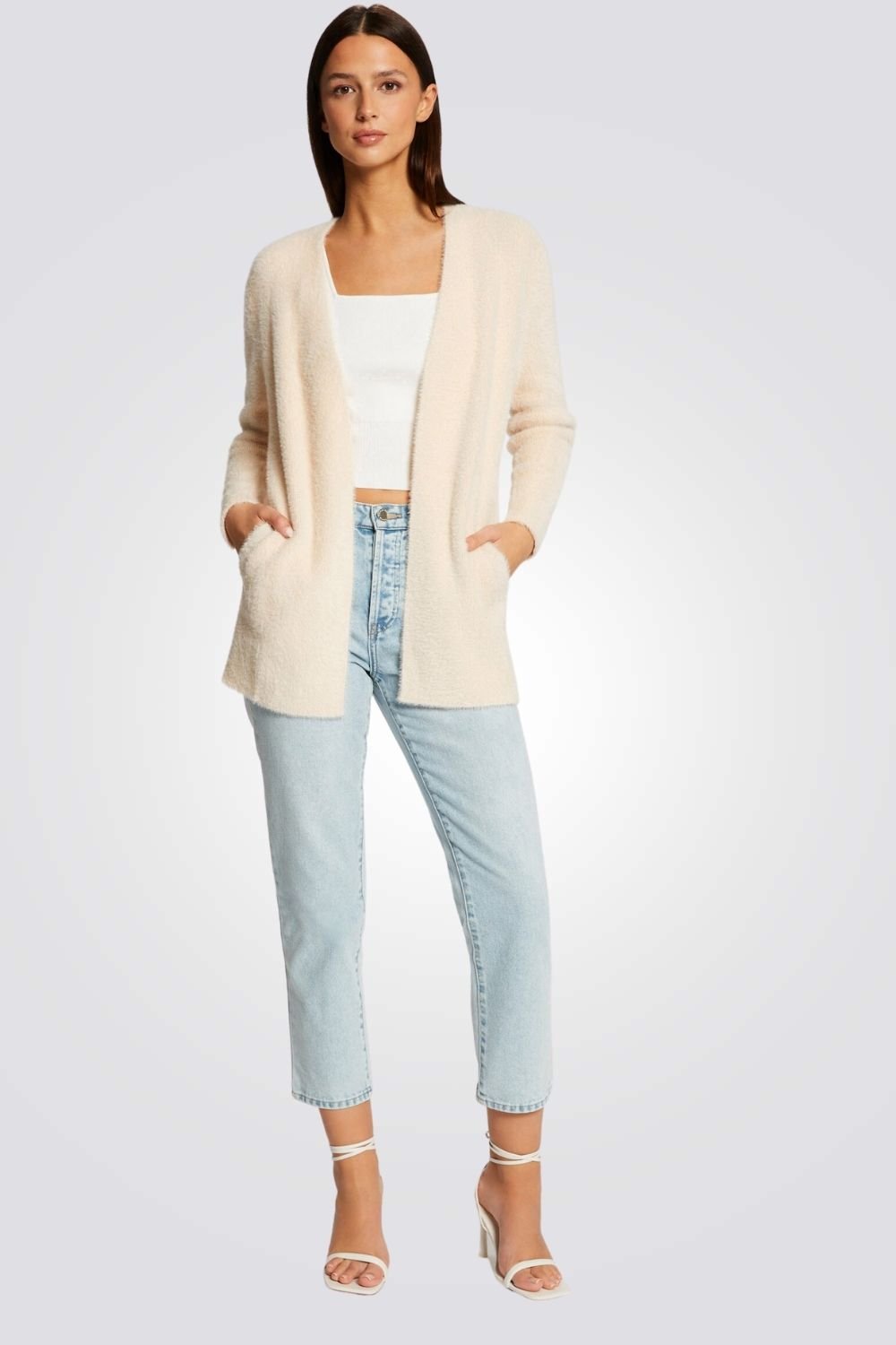 MORGAN - קרדיגן ארוך בצבע ורוד בהיר - MASHBIR//365