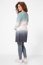 KENNETH COLE - קרדיגן אומברה ארוך בצבע לבן וכחול - MASHBIR//365