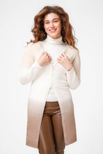 KENNETH COLE - קרדיגן אומברה ארוך בצבע לבן וחום - MASHBIR//365