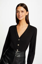 MORGAN - קרדיגן צאוורון V שחור - MASHBIR//365