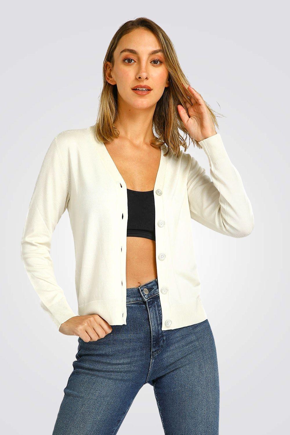 קרדיגן קלאסי שמנת | קנת קול
