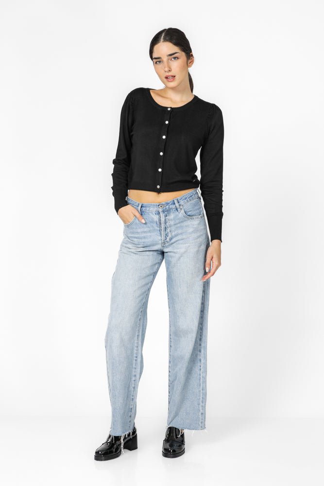קרדיגן קרופ שחור | קנת קול