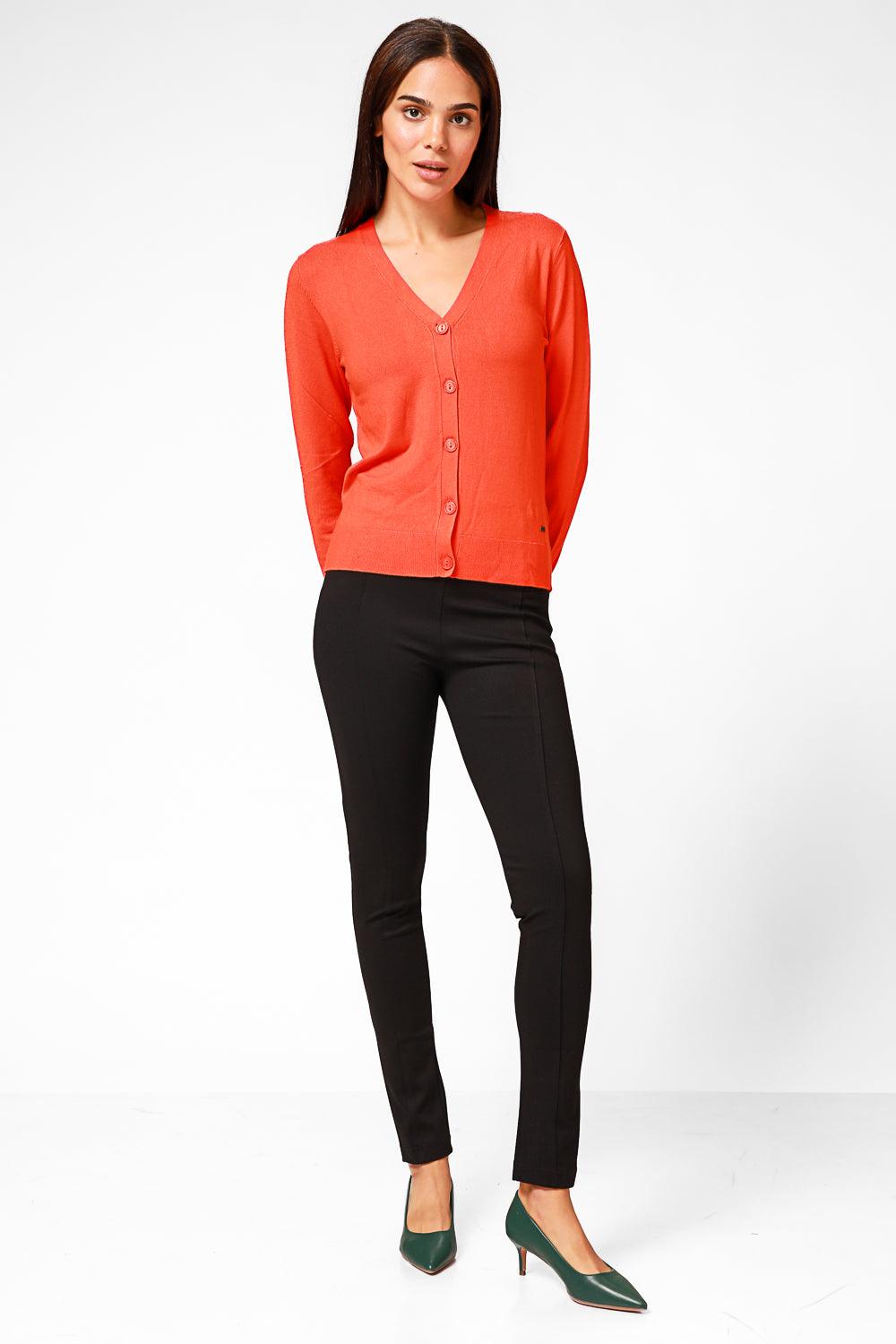 KENNETH COLE - קרדיגן בייסיק מחשוף וי בצבע כתום - MASHBIR//365