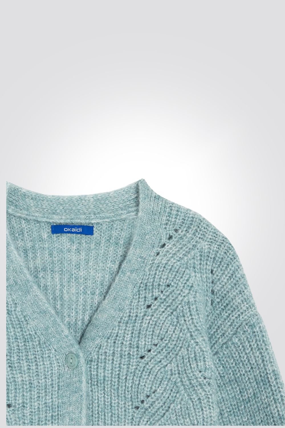 OKAIDI - קרדיגן ילדות צמות מחורר בצבע ירוק מנטה - MASHBIR//365
