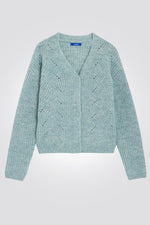 OKAIDI - קרדיגן ילדות צמות מחורר בצבע ירוק מנטה - MASHBIR//365