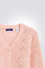 OKAIDI - קרדיגן ילדות צמות מחורר בצבע ורוד בהיר - MASHBIR//365