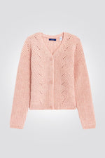 OKAIDI - קרדיגן ילדות צמות מחורר בצבע ורוד בהיר - MASHBIR//365