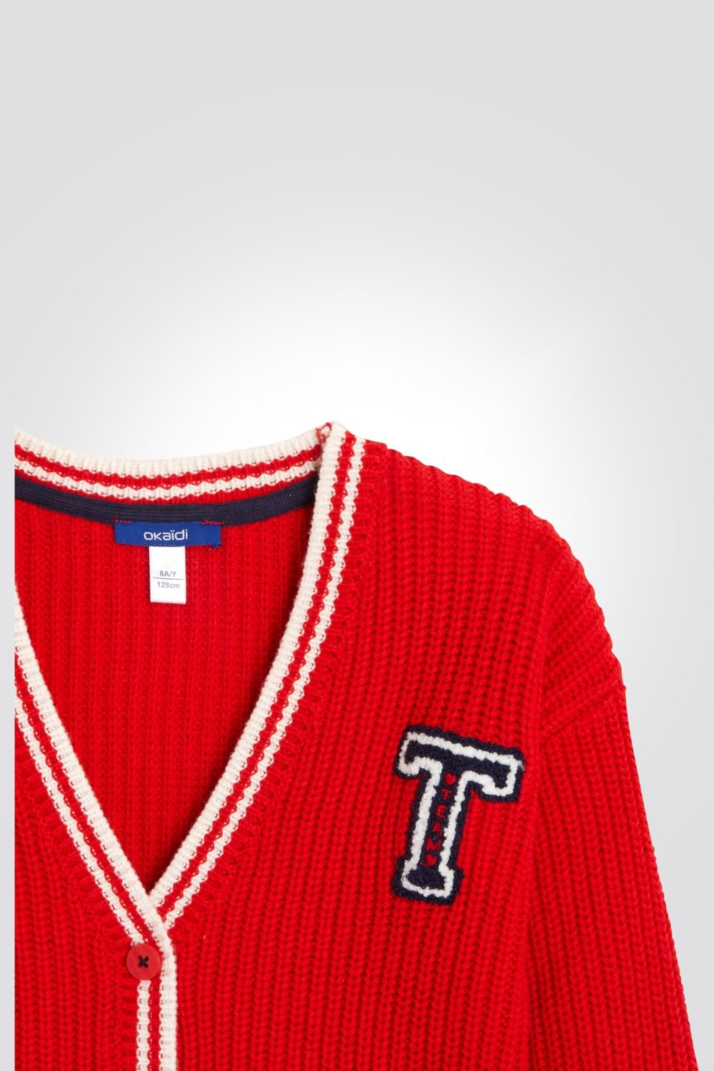 OKAIDI - קרדיגן ילדות ריבס עבה באדום מראה קולג' - MASHBIR//365