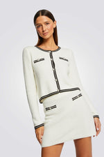 MORGAN - קרדיגן לבן עם עיטורים שחורים - MASHBIR//365