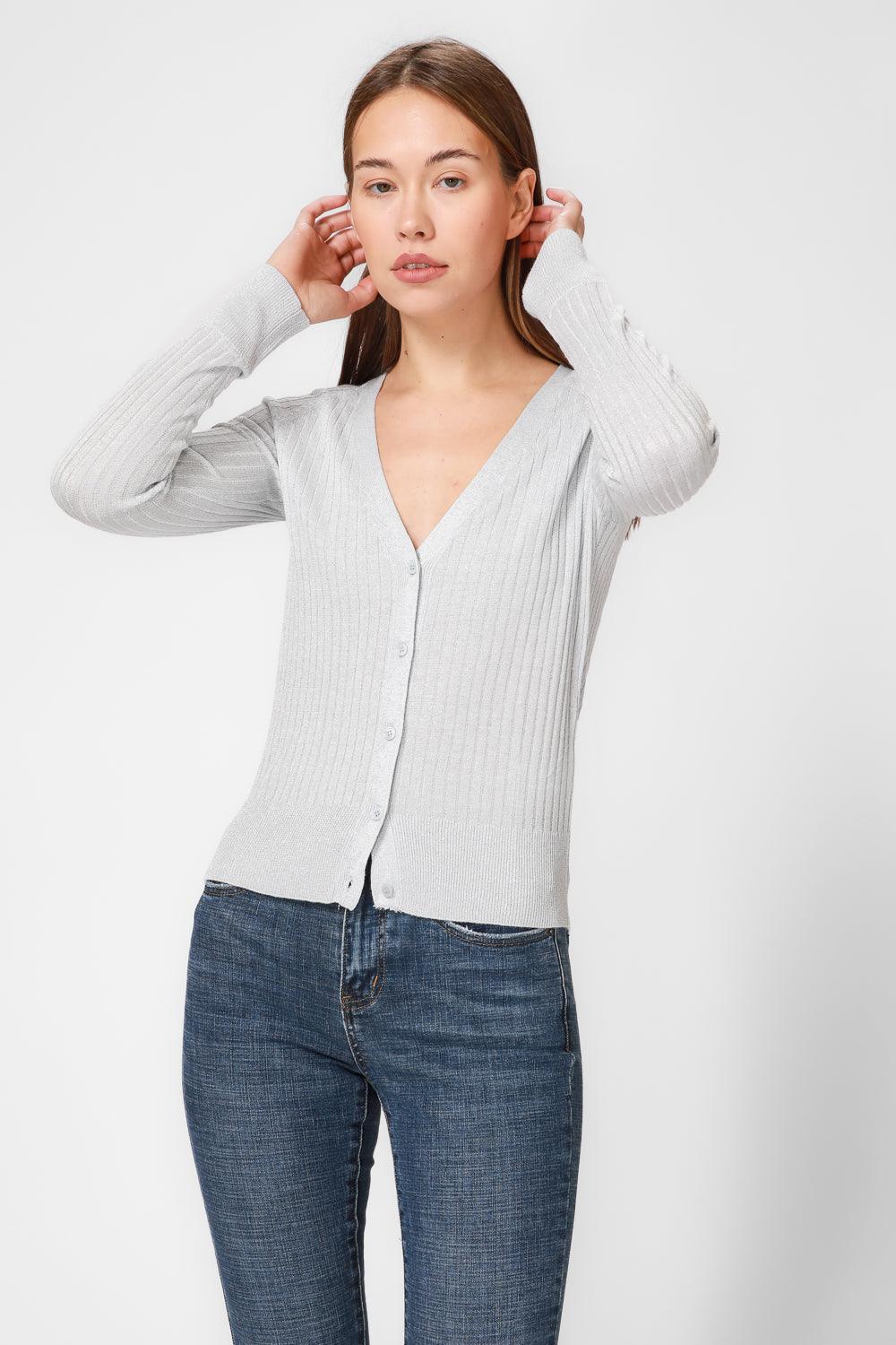 KENNETH COLE - קרדיגן עם כפתורים בצבע כסף - MASHBIR//365