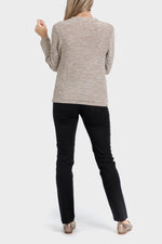 PUNT ROMA - קרדיגן סריג עם פתחים בצבע בז' - MASHBIR//365