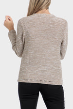 PUNT ROMA - קרדיגן סריג עם פתחים בצבע בז' - MASHBIR//365