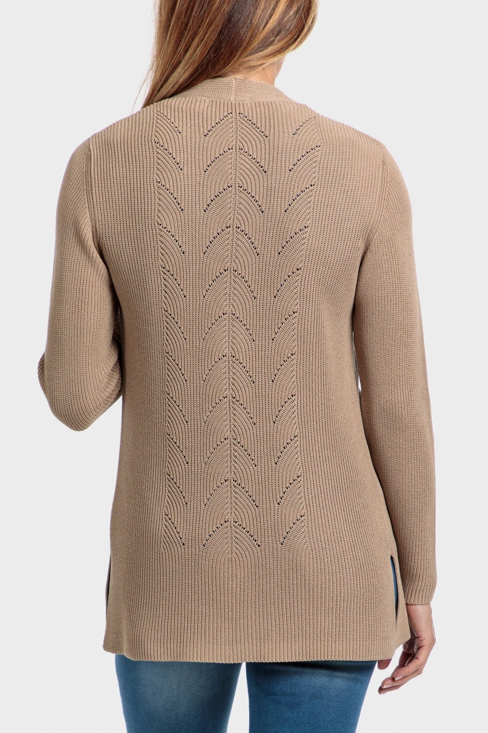 PUNT ROMA - קרדיגן סריג עם פתחים בצבע שמנת - MASHBIR//365
