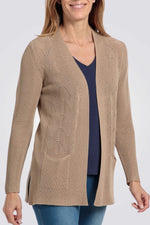 PUNT ROMA - קרדיגן סריג עם פתחים בצבע שמנת - MASHBIR//365