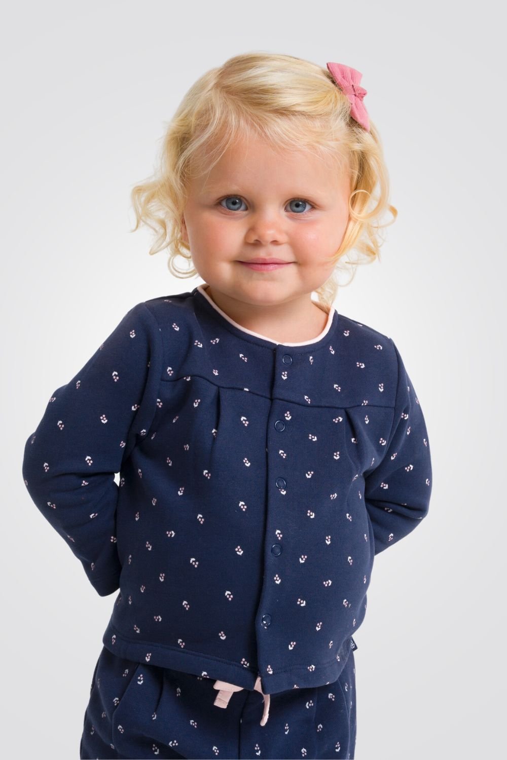 OBAIBI - קרדיגן סווטשירט תינוקות כחול עם הדפס פרחים ורודים - MASHBIR//365