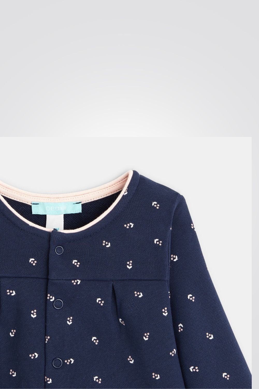 OBAIBI - קרדיגן סווטשירט תינוקות כחול עם הדפס פרחים ורודים - MASHBIR//365
