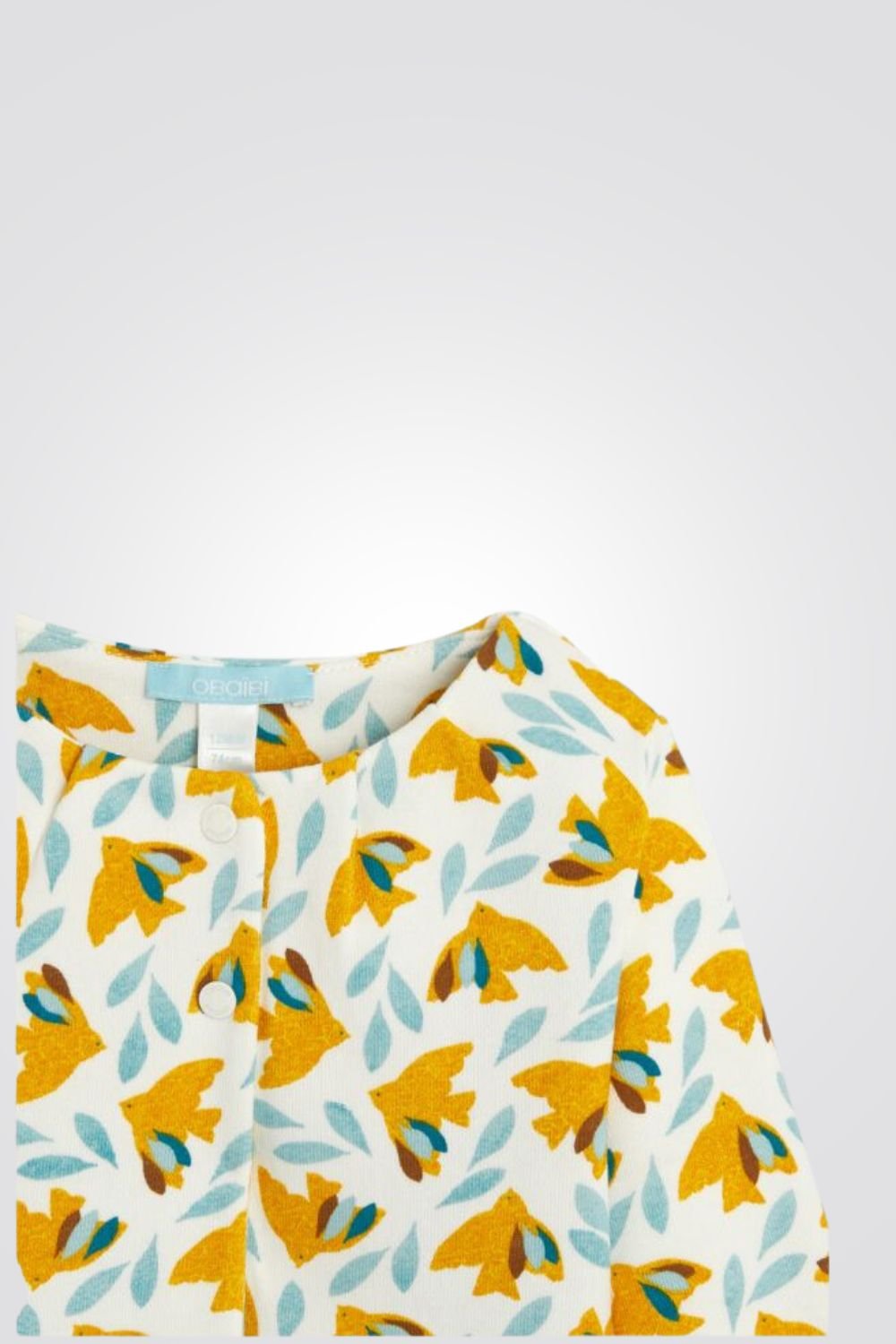 OBAIBI - קרדיגן תינוקות הדפס ציפורים צהובים על רקע לבן - MASHBIR//365