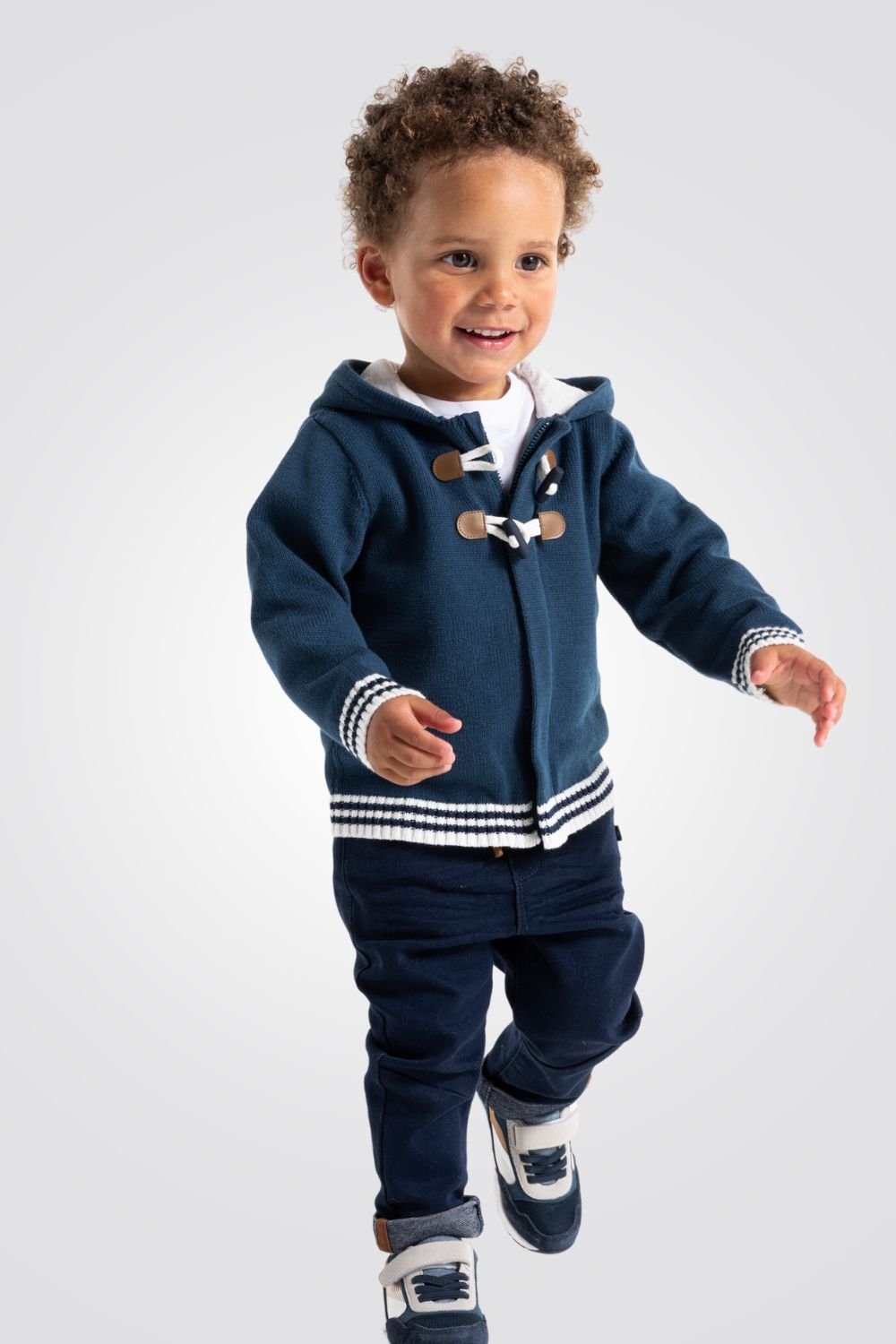 OBAIBI - קרדיגן תינוקות עם קאפושון בצבע כחול - MASHBIR//365