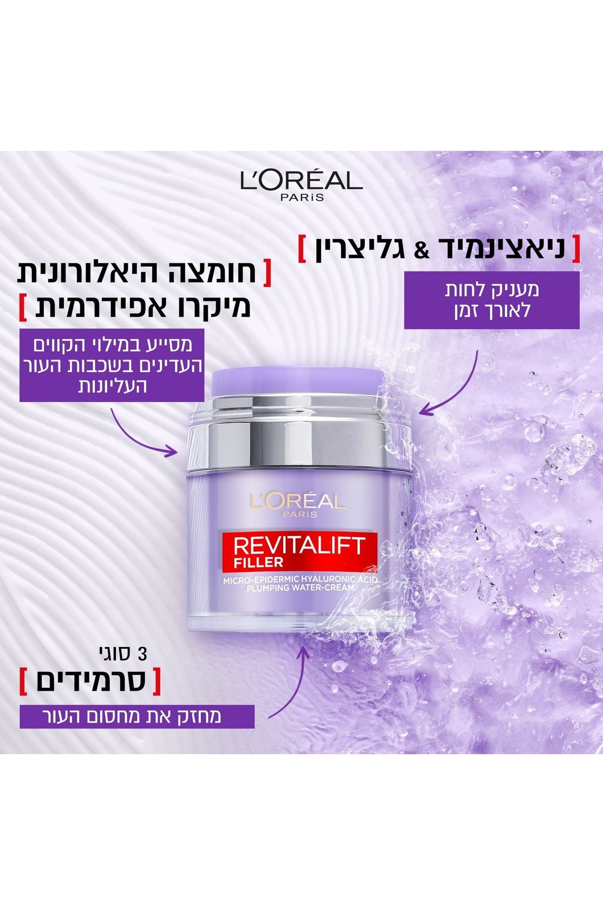 L'Oreal Paris - קרם ג'ל לפנים- דרמו רויטליפט פילר - MASHBIR//365