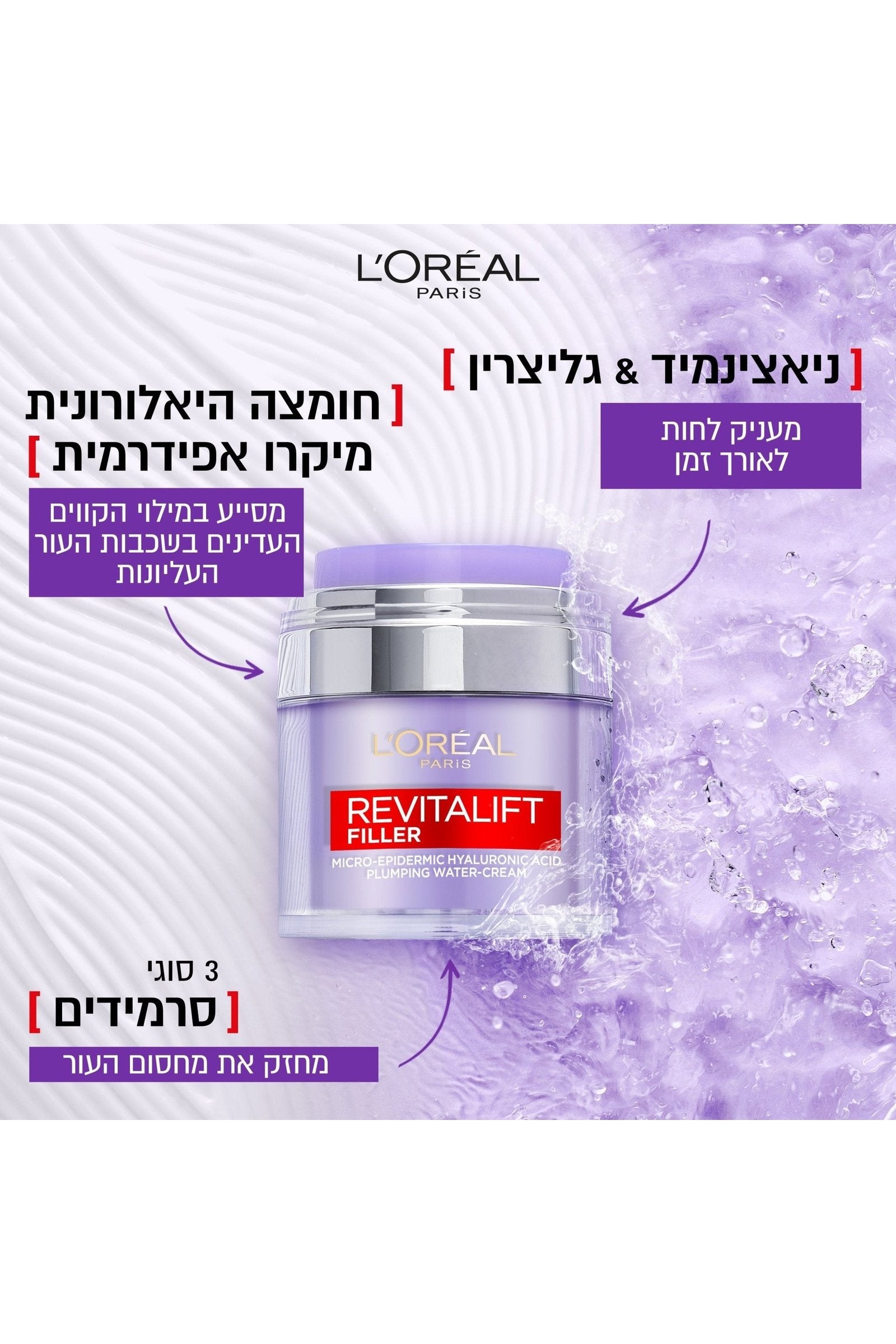 L'Oreal Paris - קרם ג'ל לפנים- דרמו רויטליפט פילר - MASHBIR//365