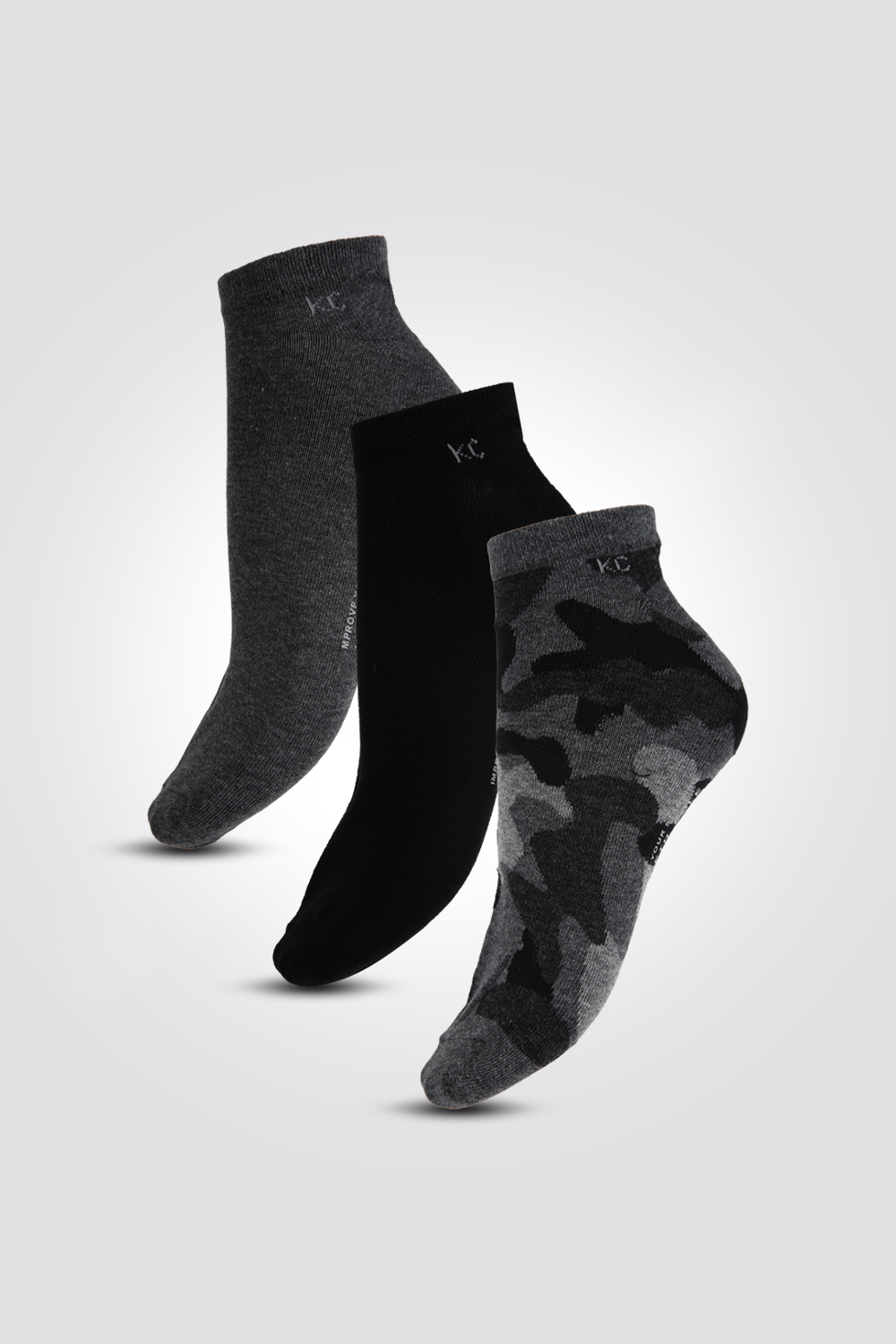 KENNETH COLE - קרסוליות לגברים בצבעי קמופלאג' שחור ואפור - MASHBIR//365