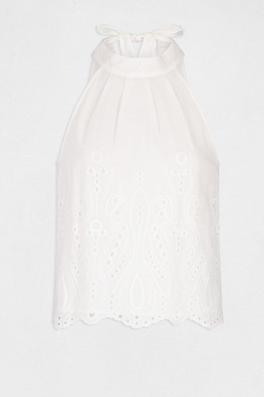 MORGAN - קרופ טופ רקמה בצבע לבן - MASHBIR//365