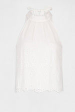 MORGAN - קרופ טופ רקמה בצבע לבן - MASHBIR//365