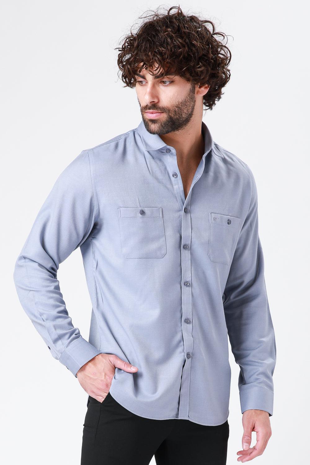 KENNETH COLE - LT BLUE חולצה מכופתרת צבע במבוק - MASHBIR//365