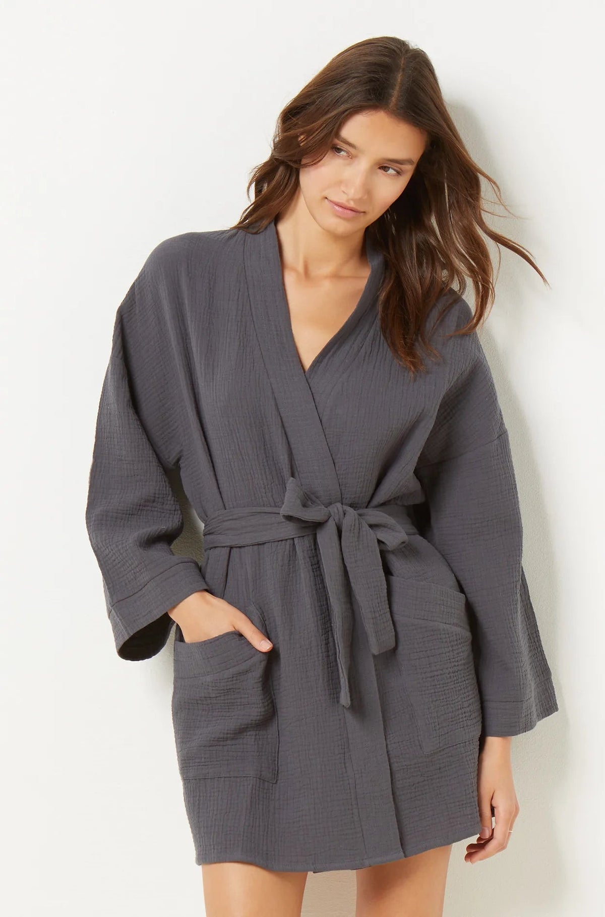 ETAM - חלוק בית כותנה VICKA אפור - MASHBIR//365