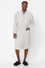 KENNETH COLE - חלוק מגבת אריגת פסים בצבע אפור - MASHBIR//365