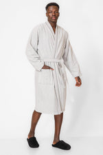 KENNETH COLE - חלוק מגבת אריגת פסים בצבע אפור - MASHBIR//365