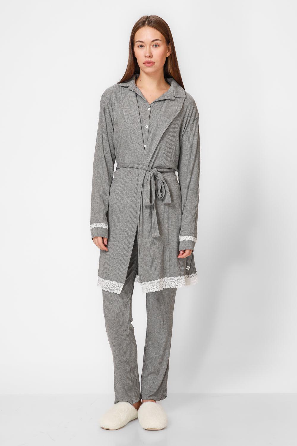 KENNETH COLE - חלוק מודל ריב בצבע אפור - MASHBIR//365