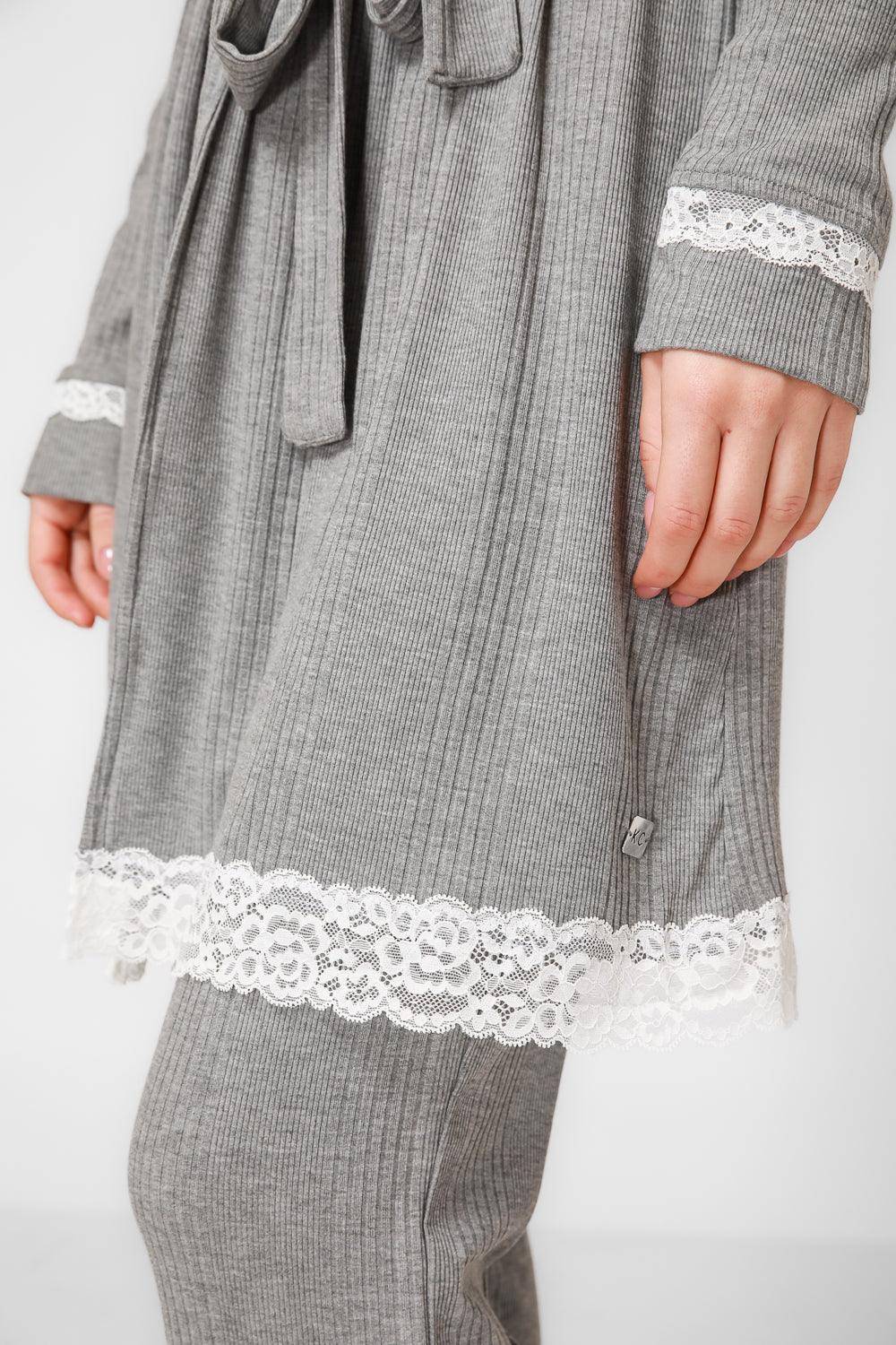 KENNETH COLE - חלוק מודל ריב בצבע אפור - MASHBIR//365