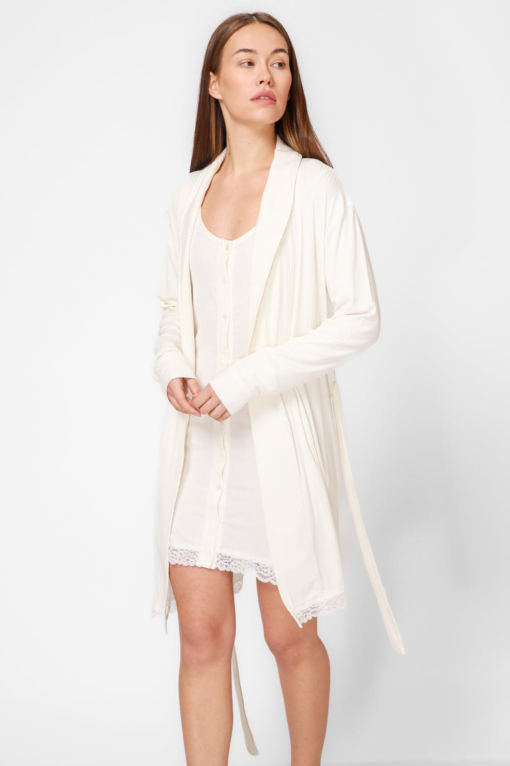 KENNETH COLE - חלוק מודל ריב בצבע קרם - MASHBIR//365