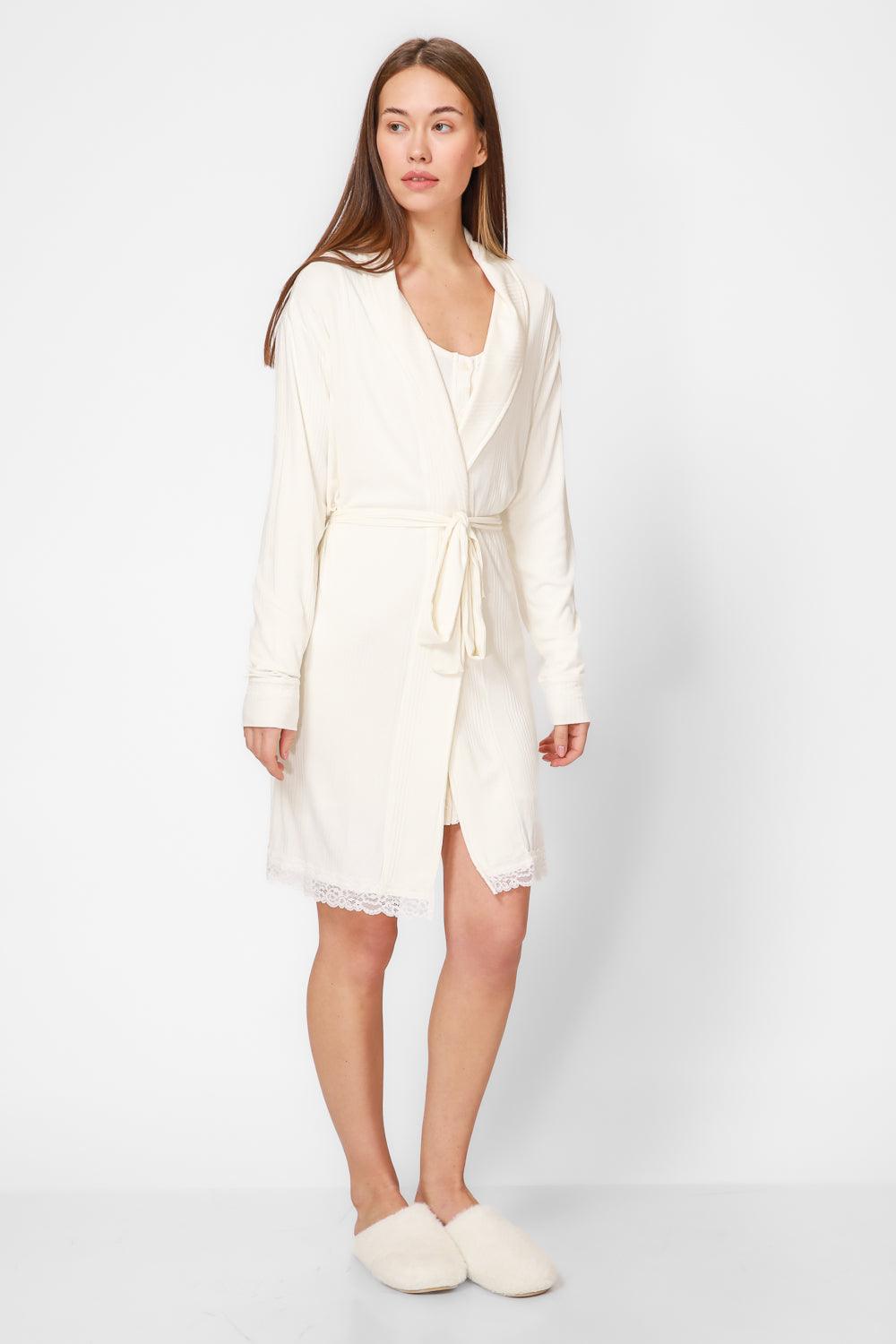 KENNETH COLE - חלוק מודל ריב בצבע קרם - MASHBIR//365