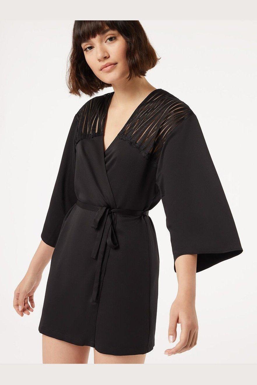 ETAM - חלוק סאטן EXQUISE שחור - MASHBIR//365