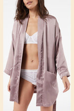 ETAM - חלוק סאטן עם בטנת פליז NEW SIBERIAN סגול - MASHBIR//365