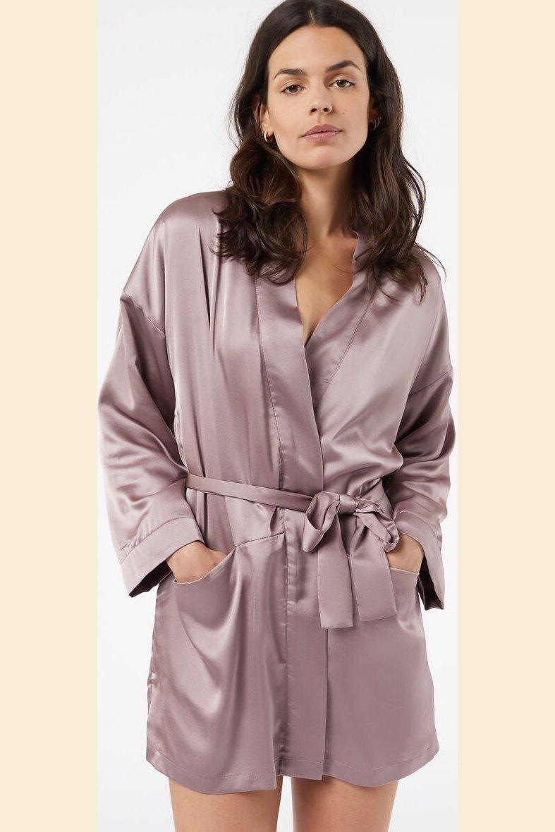 ETAM - חלוק סאטן עם בטנת פליז NEW SIBERIAN סגול - MASHBIR//365