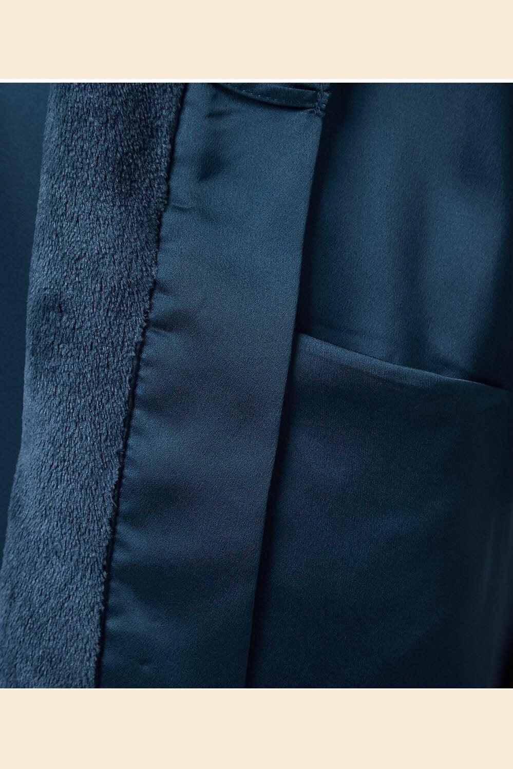 ETAM - חלוק סאטן עם בטנת פליז NEW SIBERIAN כחול - MASHBIR//365