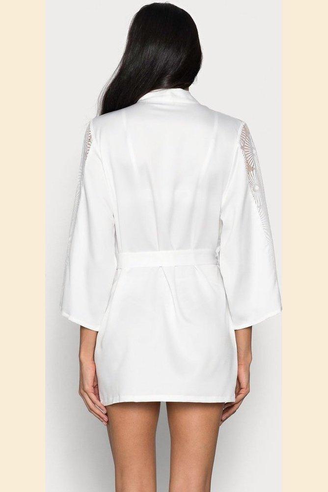 ETAM - חלוק סאטן משולב תחרה ESCALE לבן - MASHBIR//365