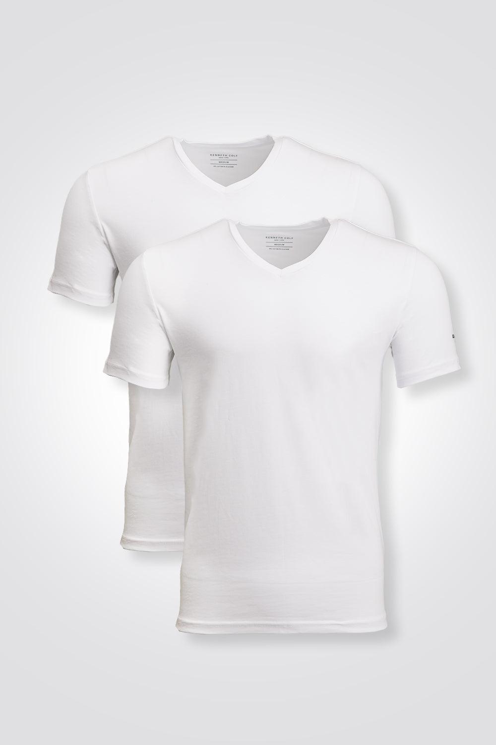 KENNETH COLE - מארז 2 חולצות צווארון V בצבע לבן - MASHBIR//365
