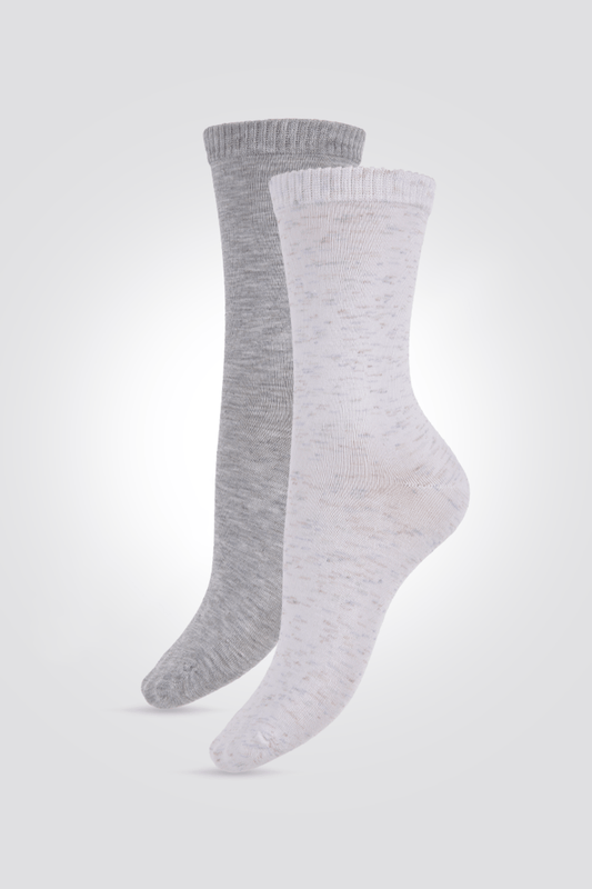 DELTA - מארז 2 זוגות גרביים גבוהות לורקס לנשים בצבע אפור - MASHBIR//365