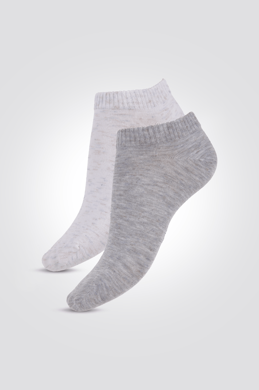 DELTA - מארז 2 זוגות גרביים קרסוליות לורקס לנשים בצבע אפור ולבן - MASHBIR//365