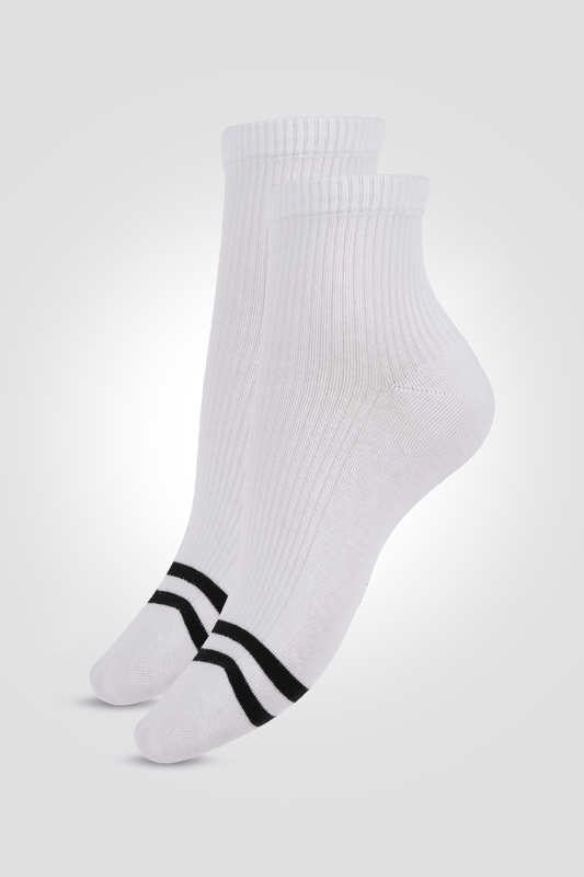 DELTA - מארז 2 זוגות גרביים ריב אורך רבע לנשים בצבע לבן - MASHBIR//365