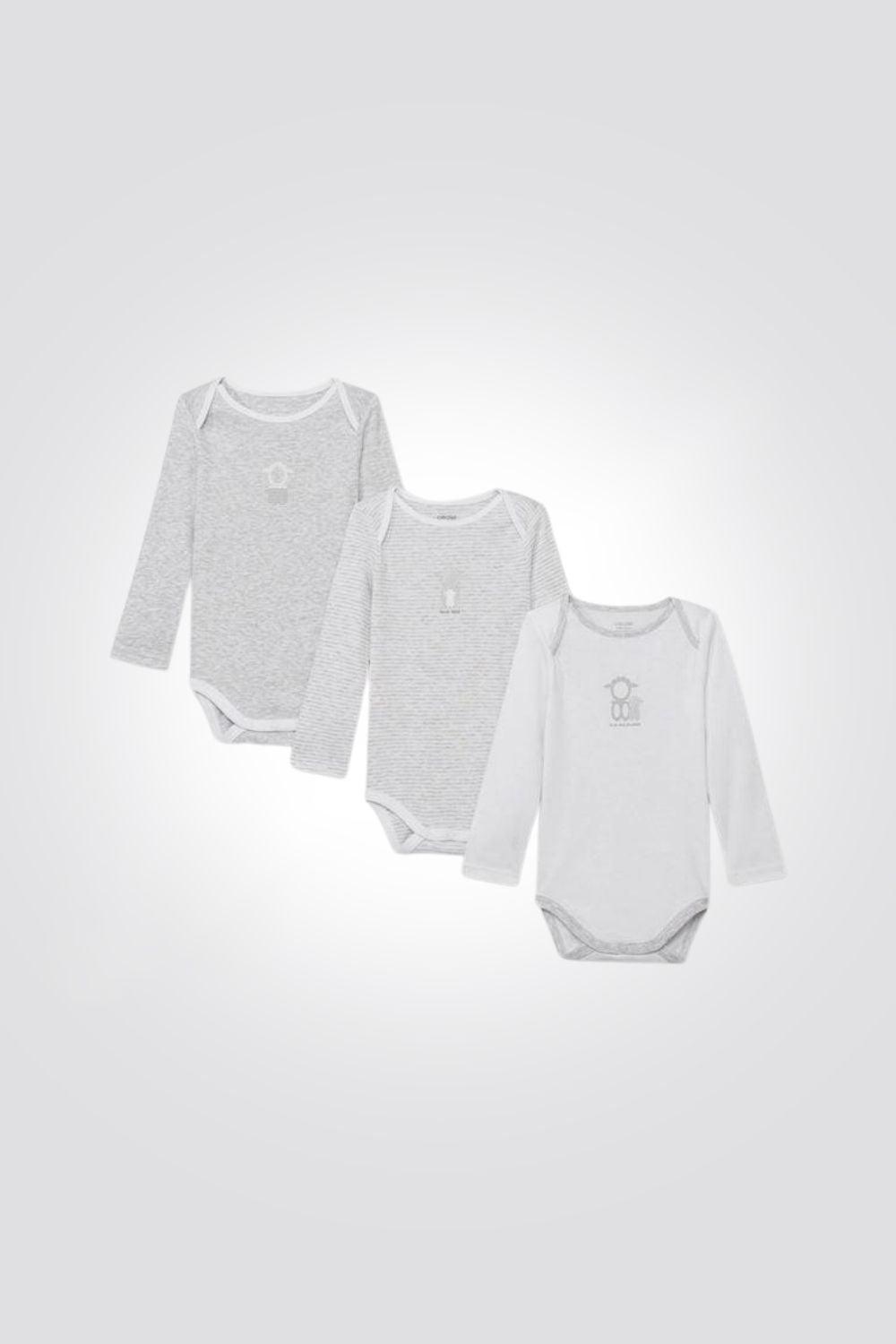 OBAIBI - מארז 3 בגדי גוף שרוול ארוך אפור - MASHBIR//365