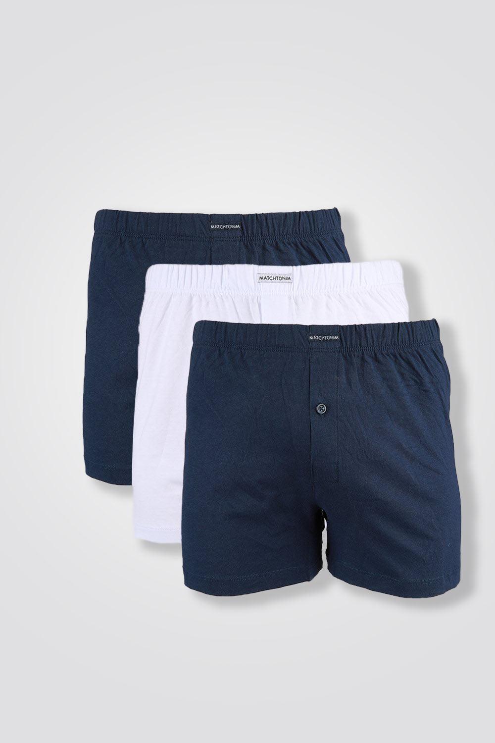 DELTA - מארז 3 בוקסרים רחבים לבן וכחול - MASHBIR//365